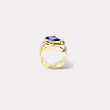 4.9ct Emerald Cut Tanzanite Impetus Interlocking Puzzle Ring