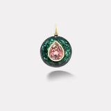 14.45ct Pear Pink Tourmaline in Hand Carved Dark Green Jade Lollipop Charm