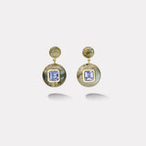 4.12ct Emerald Cut Tanzanites in Labradorite Lollipop Earrings