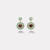 8.7ct Heart Rhodolite Garnets in Hand Carved Aventurine Lollipop Earrings