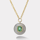 4.9ct Cushion Green Tourmaline in Chalcedony Lollipop Pendant