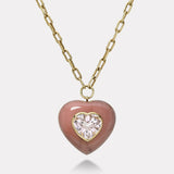 8.40ct Heart Morganite Heart in Hand Carved Guava Quartz Lollipop Pendant