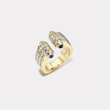 Magna Cuff Ring with Round Diamonds and Blue Sapphires