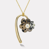 1.68ct Old Mine Cut Diamond in Hand Carved Dendrite and Zebra Jade Large Flora Pendant