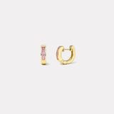 Pink Sapphire Petite Baguette Buckle Huggies