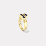 Petite Blue Sapphire Baguette Buckle Ring