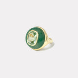 Petite Lollipop Ring - 3.71ct Cushion Pale Green Tourmaline in Hand Carved Aventurine