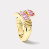 Pink Sapphire Baguette Buckle Ring