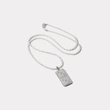 Classic Diamond Domino Necklace- Sandblasted Platinum with Akoya Pearl Chain