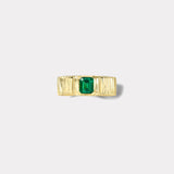 0.66ct Emerald cut Emerald Pleated Solitaire Band