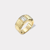 0.94ct O-P VS2 Emerald Cut Diamond Pleated Solitaire Band