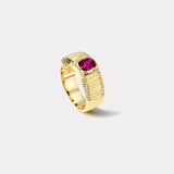 1.01ct Cushion Ruby Pleated Solitaire Band