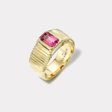 1.08ct Emerald Cut Pink Spinel Pleated Solitaire Band