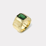 4.49ct Emerald Cut Green Tourmaline Pleated Solitaire Band