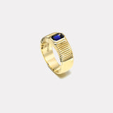 .97ct Emerald Cut Blue Sapphire Pleated Solitaire Band