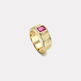 .60ct Emerald Cut Pink Sapphire Pleated Solitaire Band