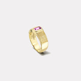 .80ct Emerald Cut Purple Sapphire Pleated Solitaire Band