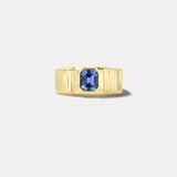 .88ct Emerald Cut Blue Sapphire Pleated Solitaire Band