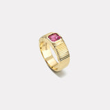 1.09ct Square Emerald Cut Hot Pink Sapphire Pleated Solitaire Band