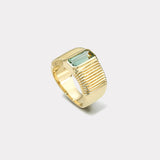 1.55ct Emerald Cut Green Tourmaline Pleated Solitaire Band