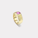 1.55ct Pink Sapphire Cushion Pleated Solitaire Band