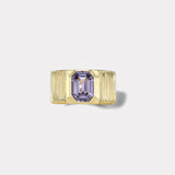 2.15ct Emerald cut Purple Spinel Pleated Solitaire Band