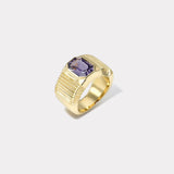 2.15ct Emerald cut Purple Spinel Pleated Solitaire Band