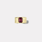 2.32ct Emerald Cut Rhodolite Garnet Pleated Solitaire Band