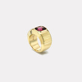 2.32ct Emerald Cut Rhodolite Garnet Pleated Solitaire Band