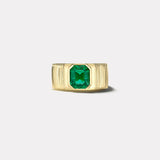 2.59ct Emerald Cut Emerald Pleated Solitaire Band