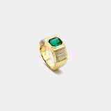 2.59ct Emerald Cut Emerald Pleated Solitaire Band