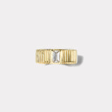 GIA G VS2 0.43ct Emerald Cut Diamond Pleated Solitaire Ring