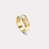 GIA G VS2 0.43ct Emerald Cut Diamond Pleated Solitaire Ring
