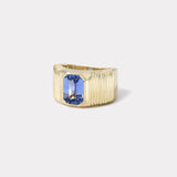 Pleated Solitaire Band - 3.13ct Blue Sapphire