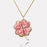Talisman Grandfather Clover Pendant - Rhodochrosite