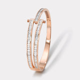 Rose Gold Magna Bracelet with White Baguette Cut Diamonds