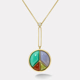 Signature Peace Sign Pendant with Chrysoprase, Chalcedony, Green Opal and Carnelian