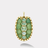2.39ct Paraiba and Hand Carved Chrysoprase Tortoiseshell Pendant