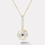 Signature Compass Pendant with White Mother of Pearl and Blue Sapphire
