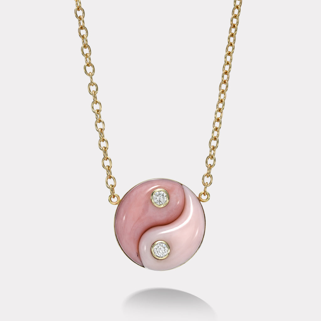 Double Pink Opal Medium Yin Yang Pendant