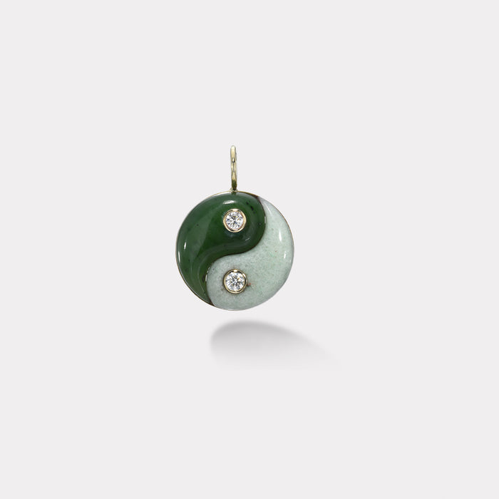 Double Stone Yin Yang Charm - Nephrite Jade and Auventurine