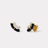 Black Onyx Crested Inlay Diamond Studs