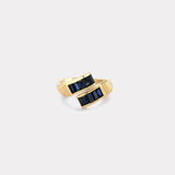 Blue Sapphire Baguette Buckle Ring