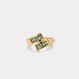 Green Sapphire Baguette Buckle Ring