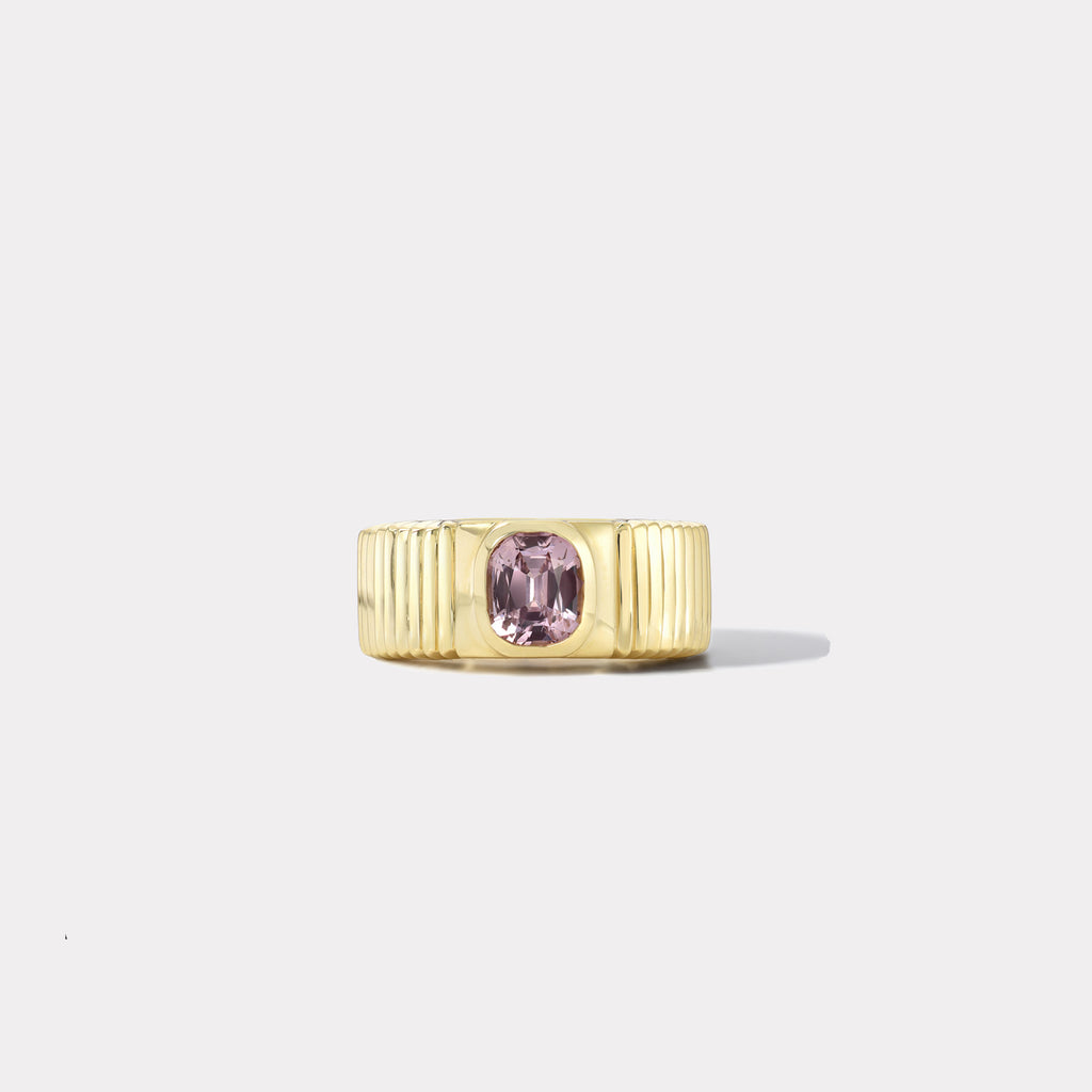 One of a kind Pleated Solitaire Band - 0.88ct Burmese Spinel