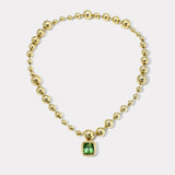 Cascading Domino Ball Chain with 10.21ct Cushion Mint Tourmaline Bounce Pendant