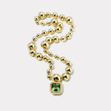 Cascading Domino Ball Chain with 10.21ct Cushion Mint Tourmaline Bounce Pendant