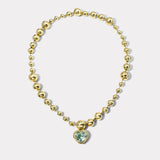 Cascading Domino Ball Chain with 12.14ct Mint Tourmaline Heart Bounce Pendant