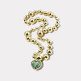Cascading Domino Ball Chain with 12.14ct Mint Tourmaline Heart Bounce Pendant