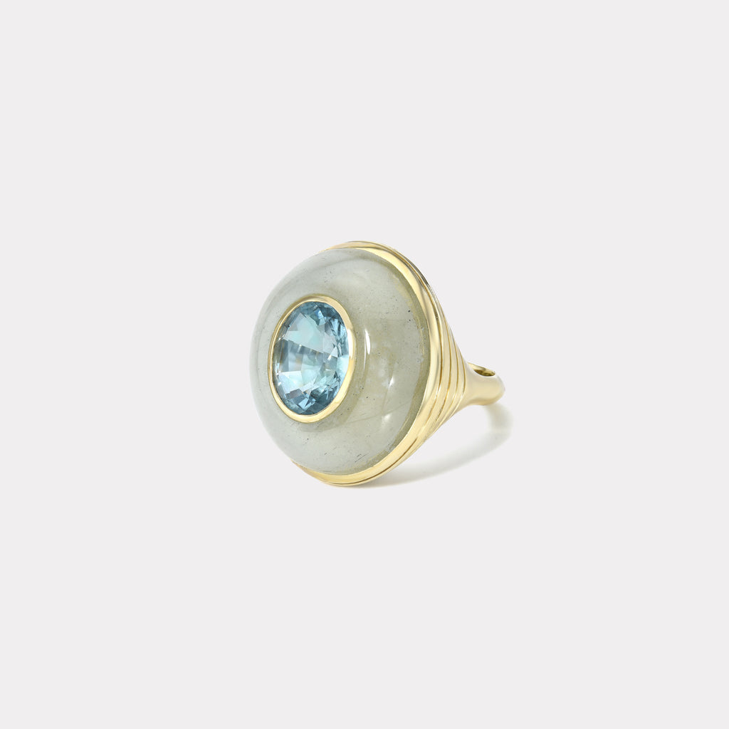 Lollipop Ring - 4.25ct Aquamarine in Hand Carved Aquamarine